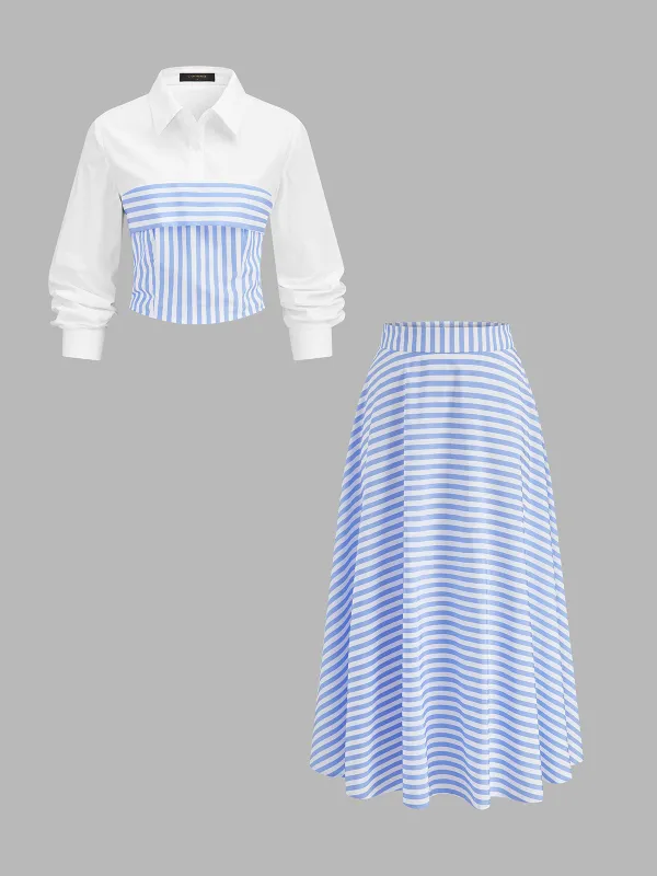 Color Block Stripe Matching Outfit made by COMMENSE