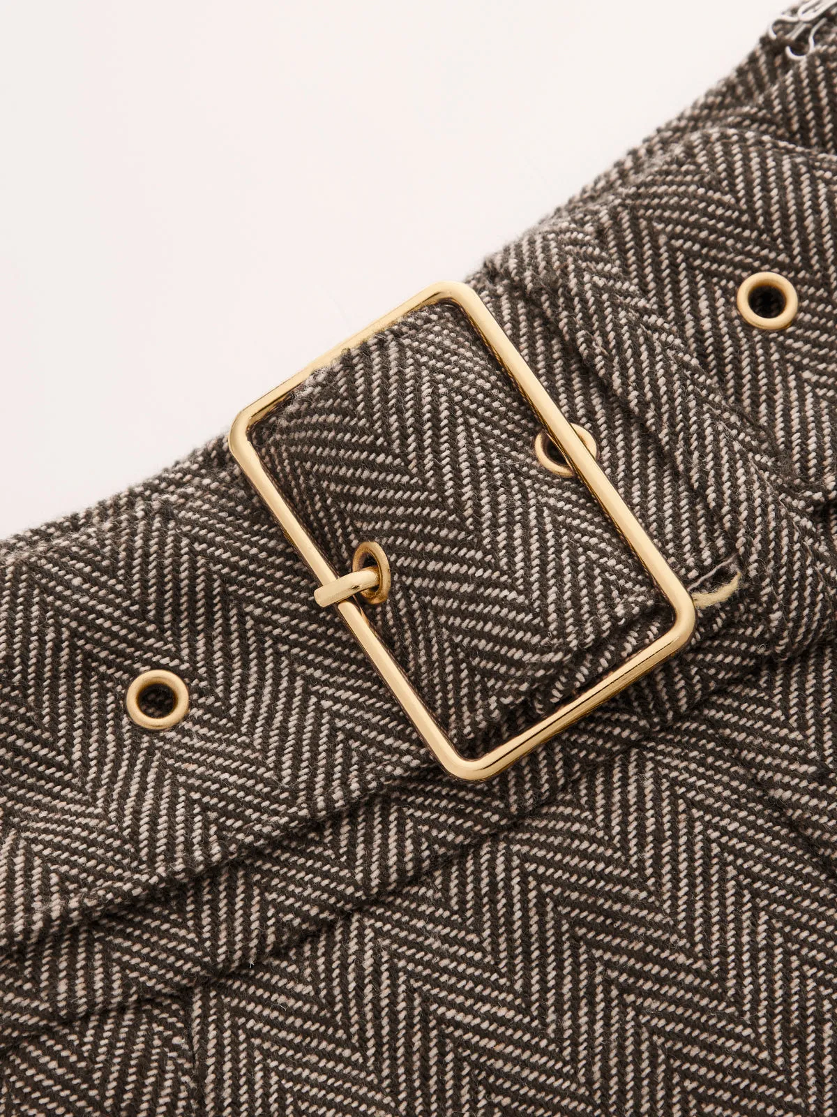Herringbone Double Buckle Wide Pants sold by COMMENSE product image thumbnail 3