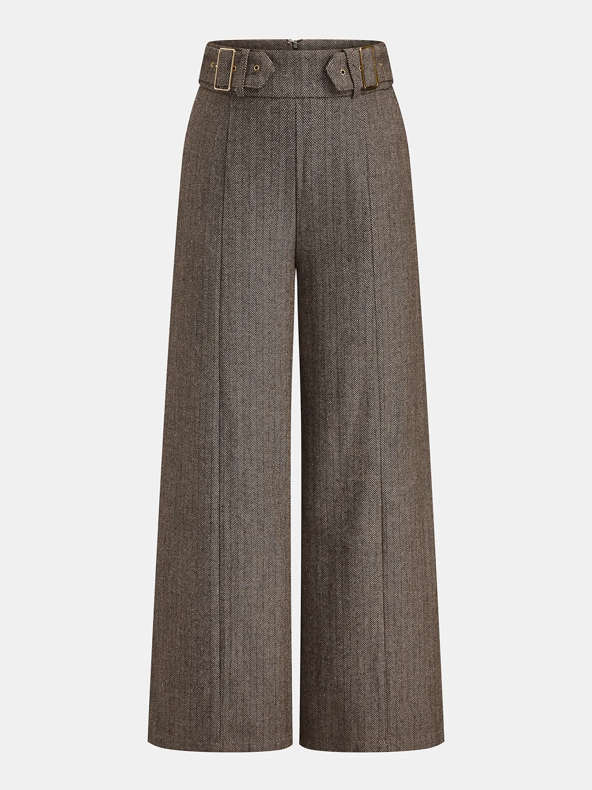 Herringbone Double Buckle Wide Pants sold by COMMENSE