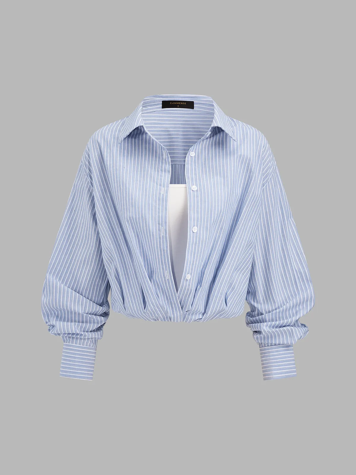 Fake Two Piece Striped Cotton Shirt sold by COMMENSE