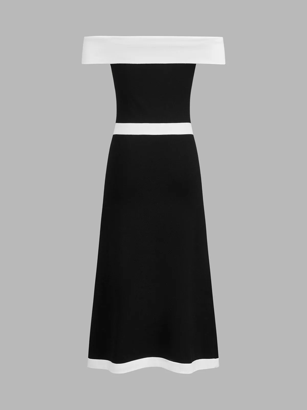 Off Shoulder Button Split Midi Dress sold by COMMENSE product image thumbnail 3