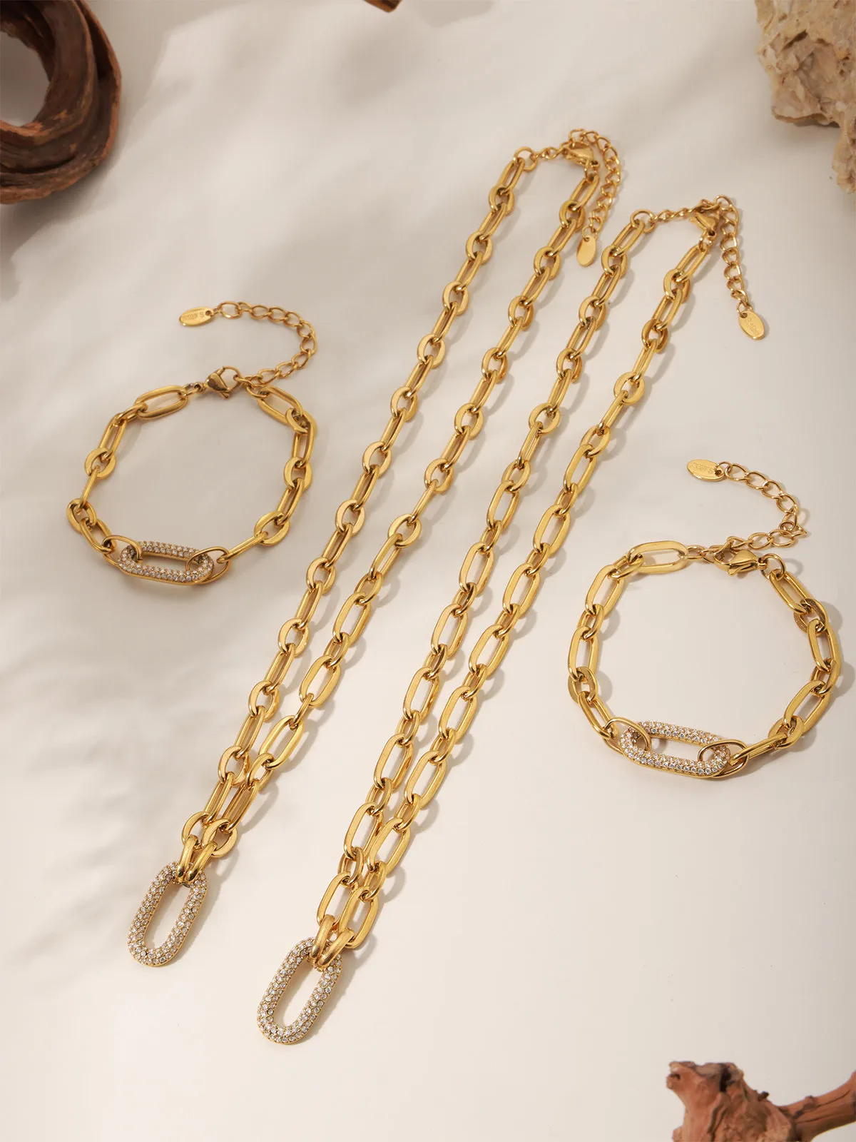 Paved Paperclip Link Necklace sold by COMMENSE product image thumbnail 3
