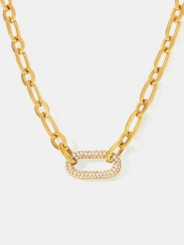 Paved Paperclip Link Necklace made by COMMENSE