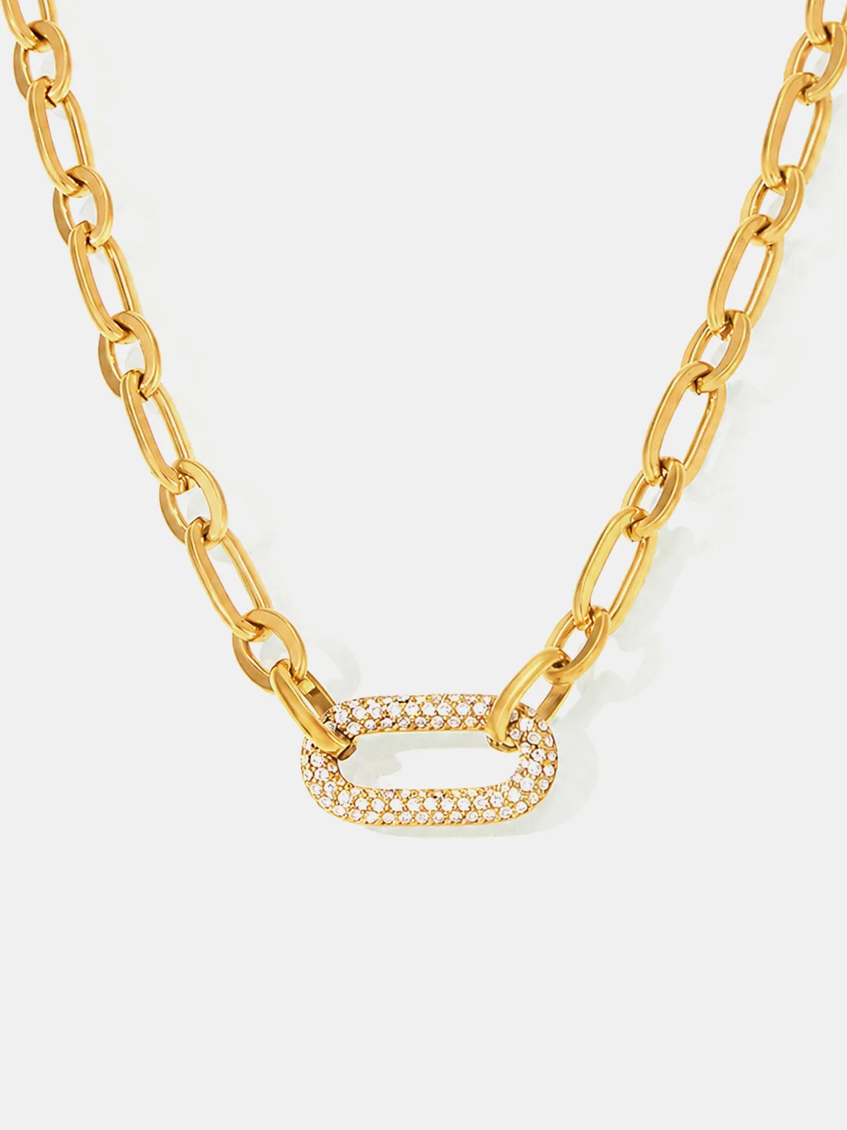 Paved Paperclip Link Necklace sold by COMMENSE