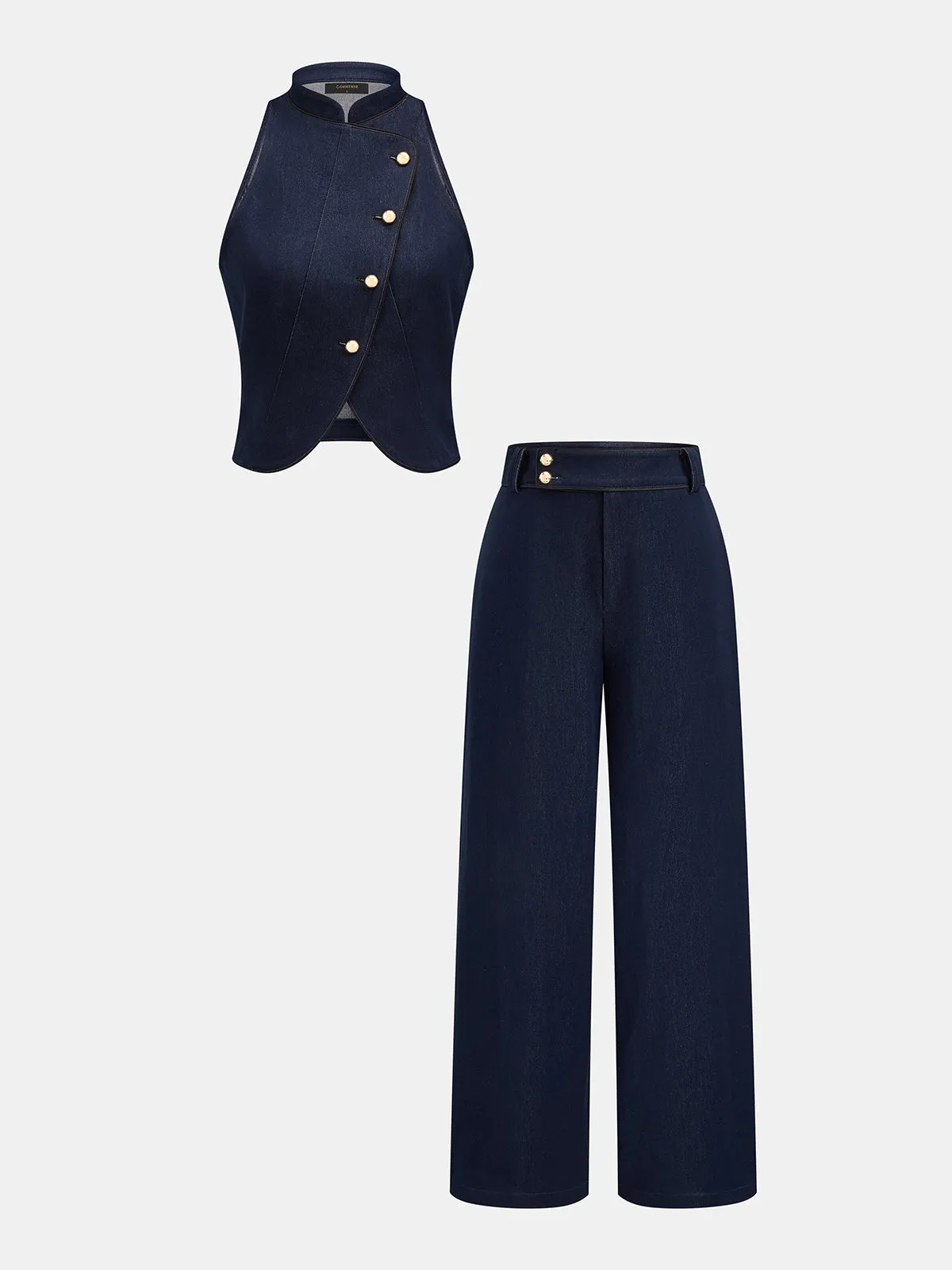 Asymmetrical Metal Button Two-Piece Set sold by COMMENSE product image thumbnail 2