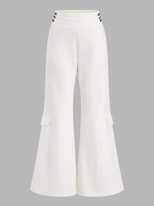 Multi Button Cargo Flare Jeans made by COMMENSE