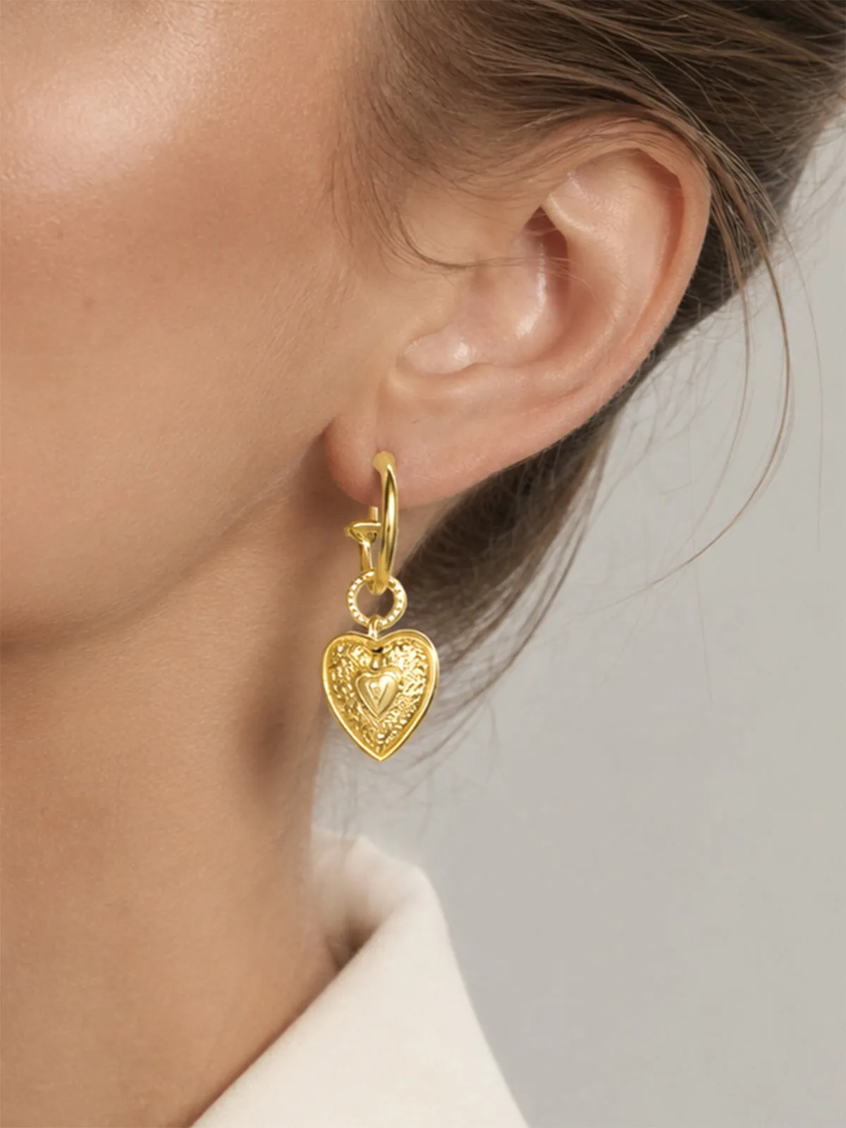Heart Pendant Hoop Earrings sold by COMMENSE product image thumbnail 2