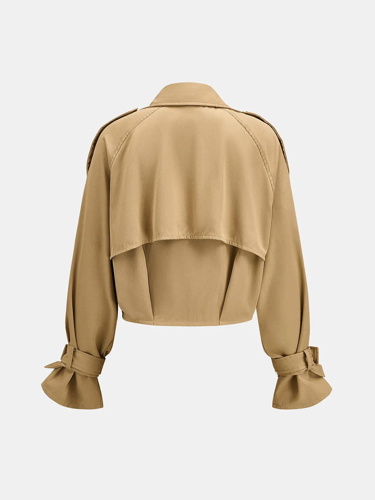 Epaulet Cuff‑Strap Cropped Trench Coat sold by COMMENSE product image thumbnail 5
