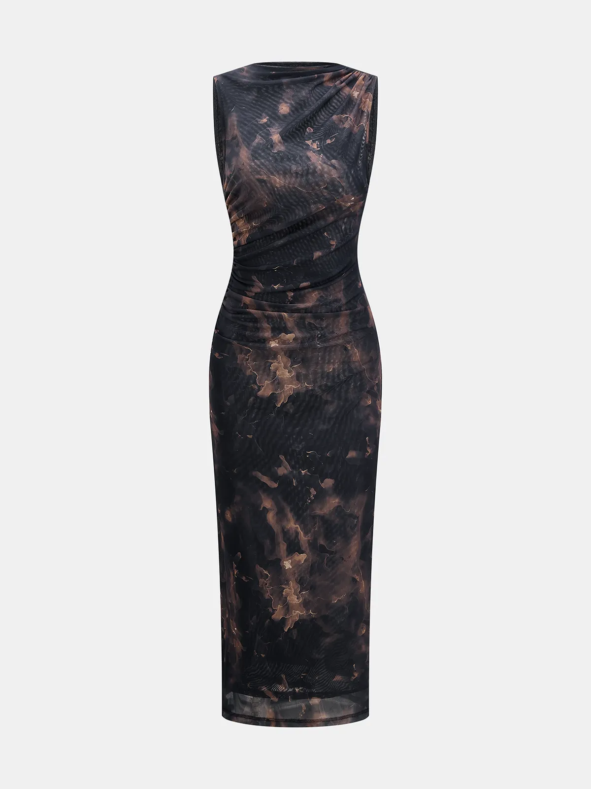 Tie-Dye Ruched Mesh Midi Dress sold by COMMENSE product image thumbnail 2
