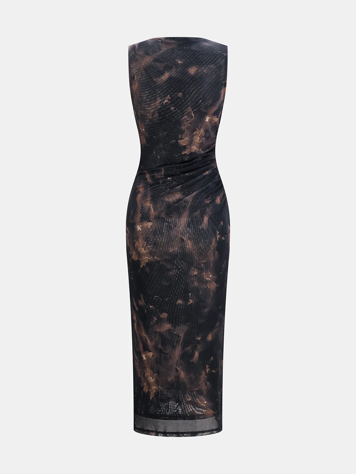 Tie-Dye Ruched Mesh Midi Dress sold by COMMENSE product image thumbnail 3