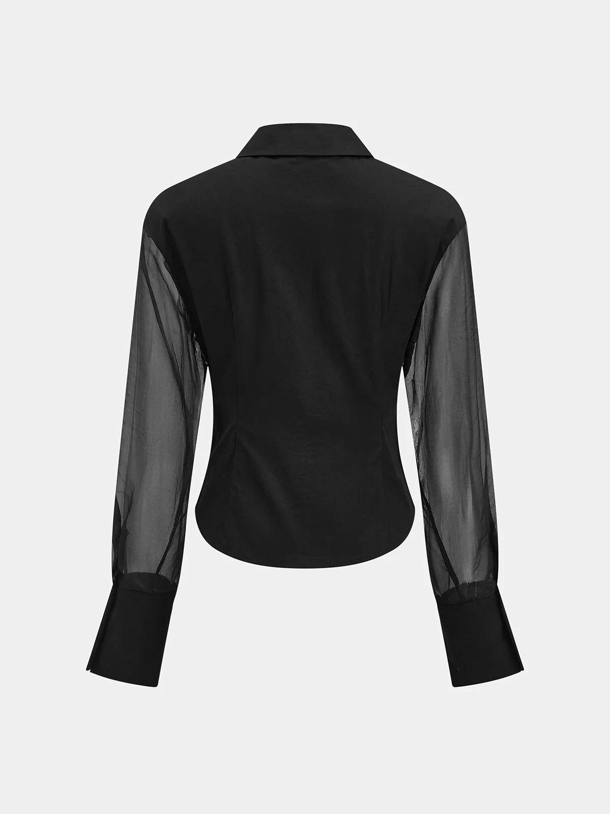 Sheer Sleeve Fitted Button-Down Shirt sold by COMMENSE product image thumbnail 2