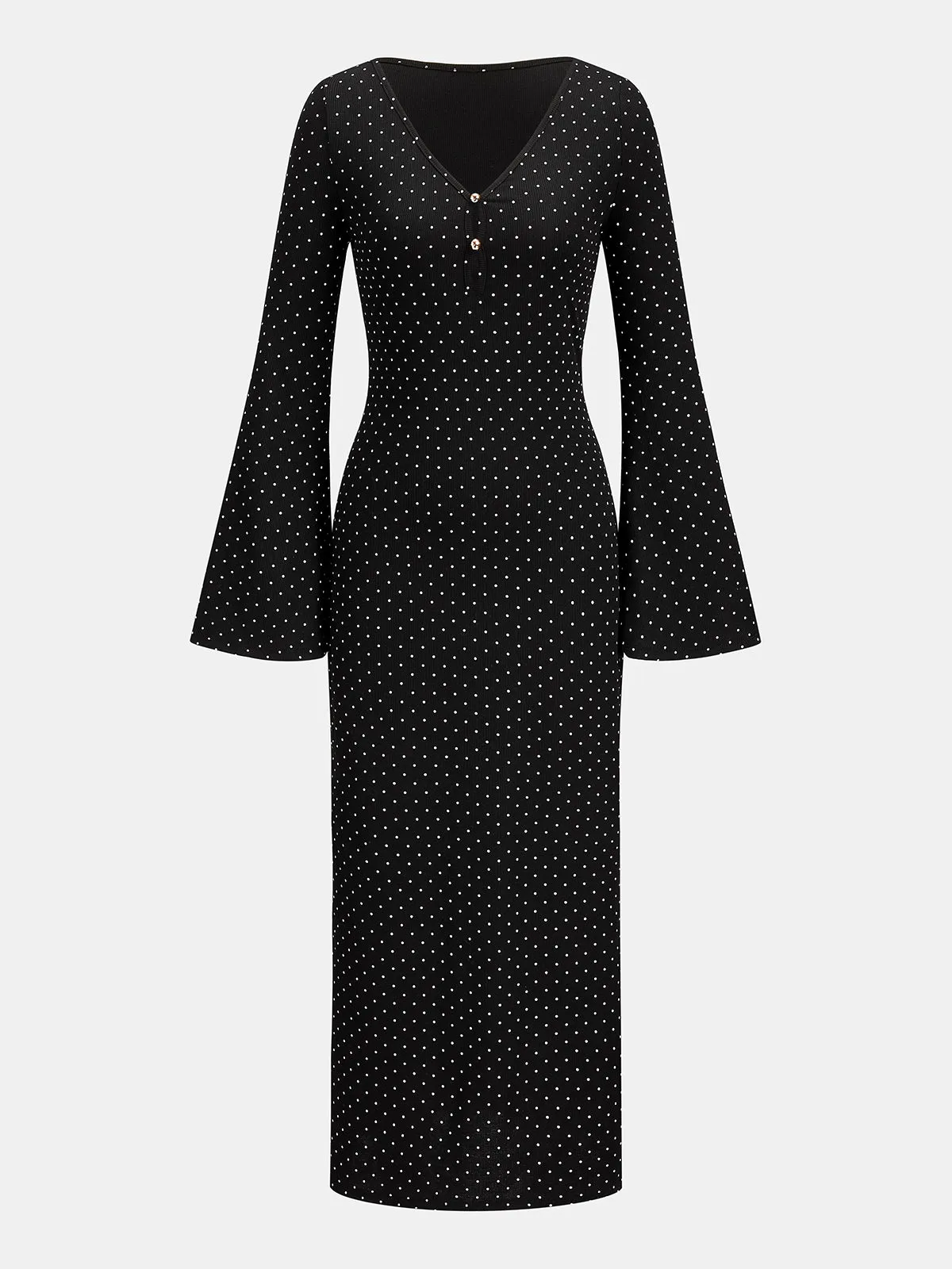Flare Sleeve Polka Dot Midi Dress sold by COMMENSE product image thumbnail 2