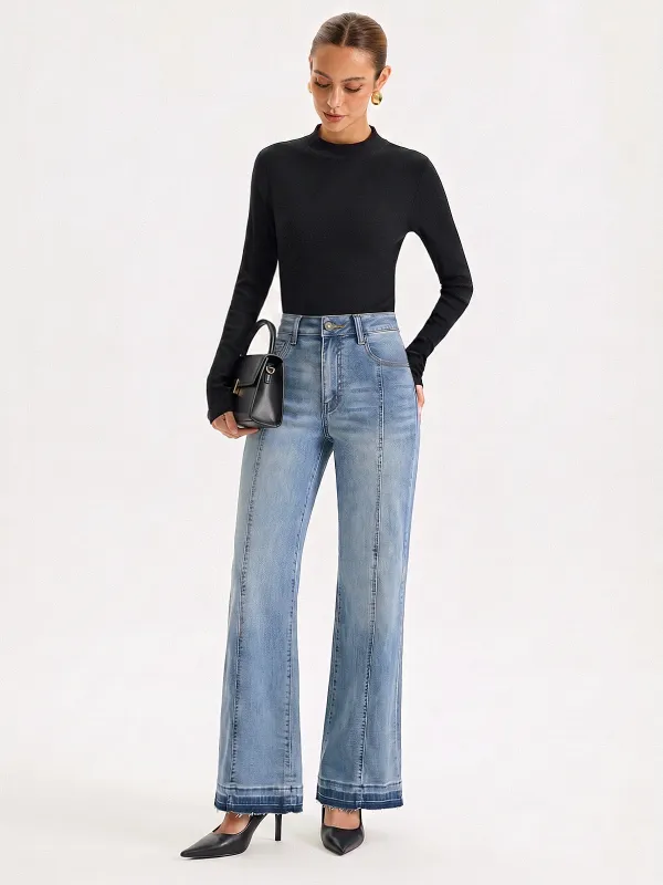 Raw Hem Flared Denim Pants made by COMMENSE
