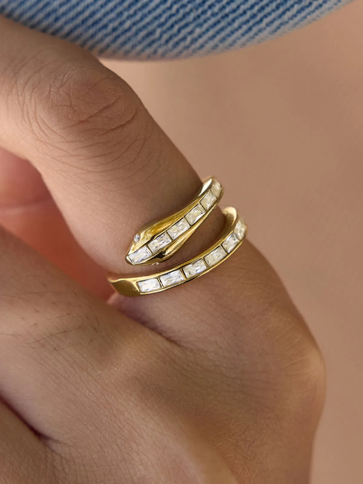 Snake Shape Open Zircon Ring sold by COMMENSE product image thumbnail 4