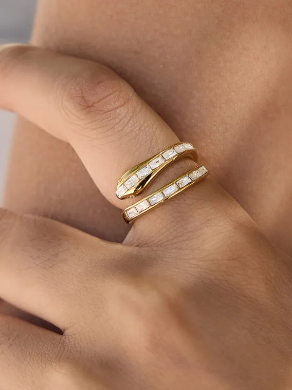 Snake Shape Open Zircon Ring made by COMMENSE