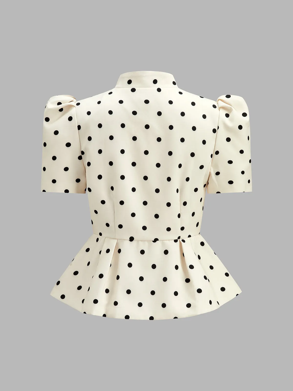 Polka Dot Puff Sleeve Peplum Blouse sold by COMMENSE product image thumbnail 5