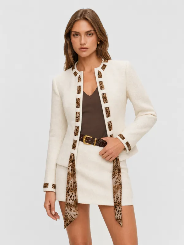 Leopard Ribbon Tweed Blazer made by COMMENSE