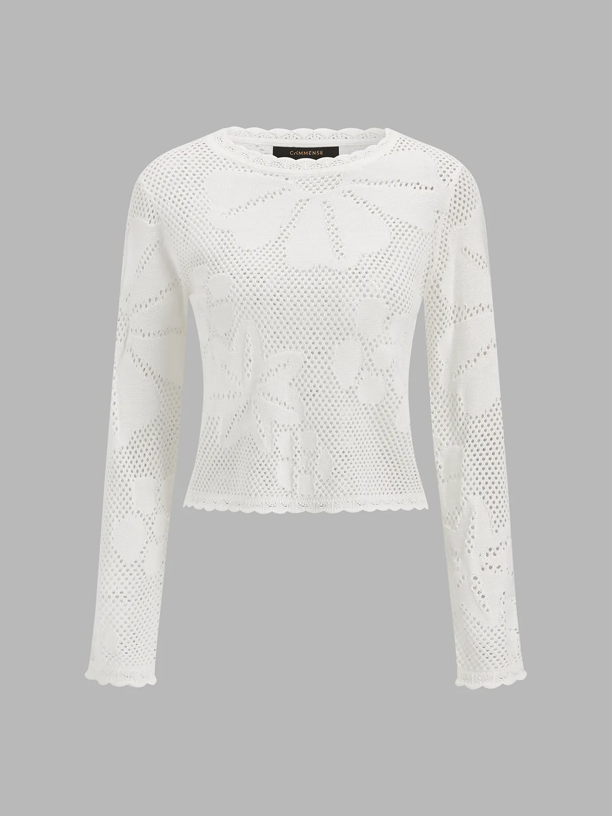 Floral Crochet Knit Two‑Piece Skirt Set sold by COMMENSE product image thumbnail 3