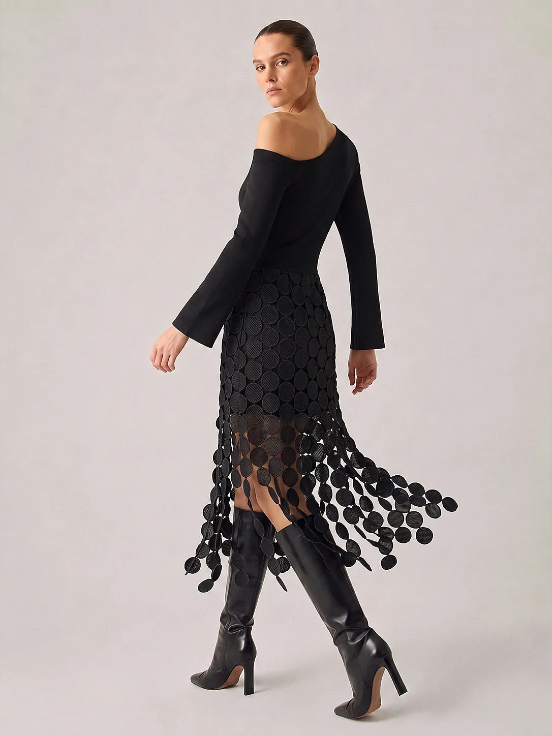 Asymmetrical Circle Fringe Midi Dress sold by COMMENSE product image thumbnail 2