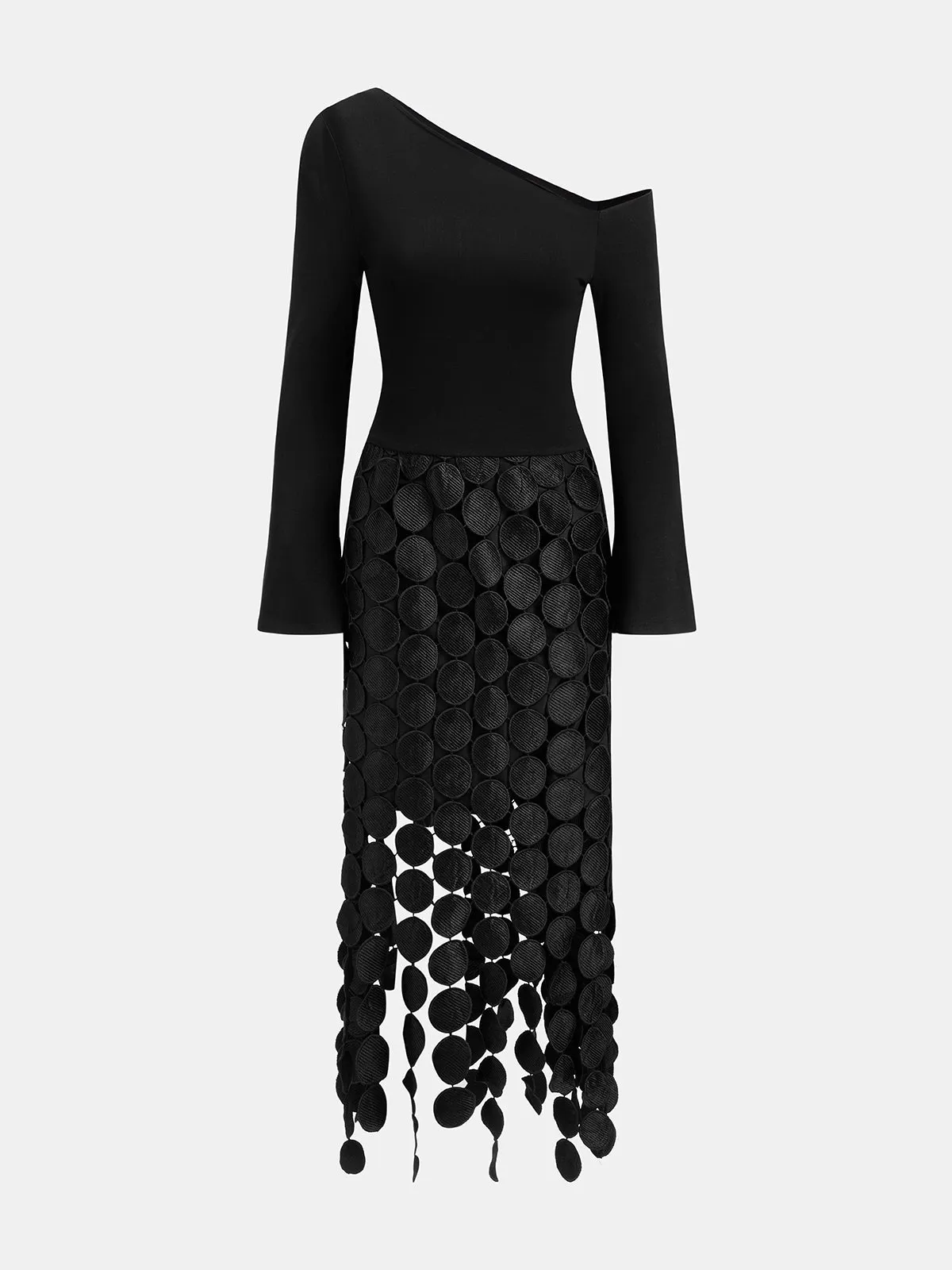 Asymmetrical Circle Fringe Midi Dress sold by COMMENSE product image thumbnail 3