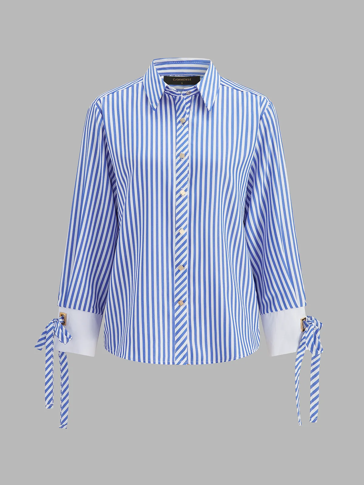 Cuff Tie Detail Striped Shirt sold by COMMENSE product image thumbnail 3