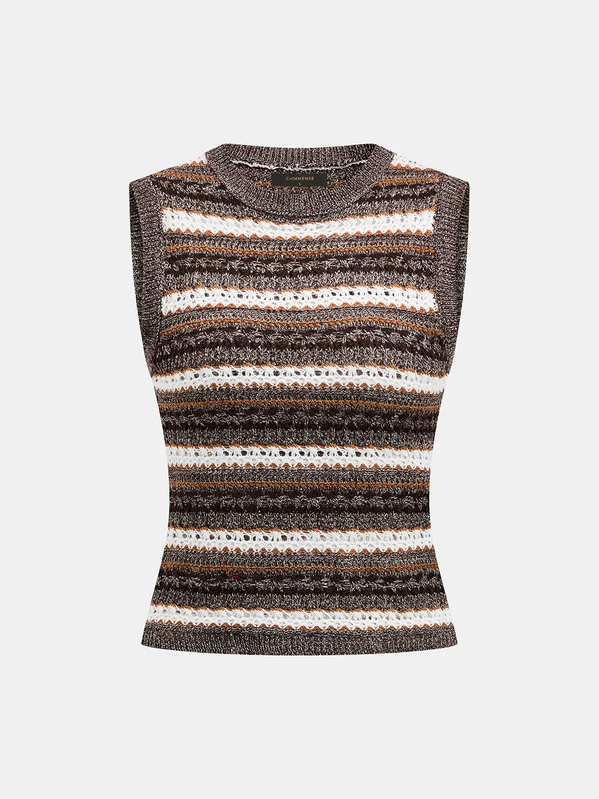 Striped Openwork Sleeveless Knit Top sold by COMMENSE product image thumbnail 2