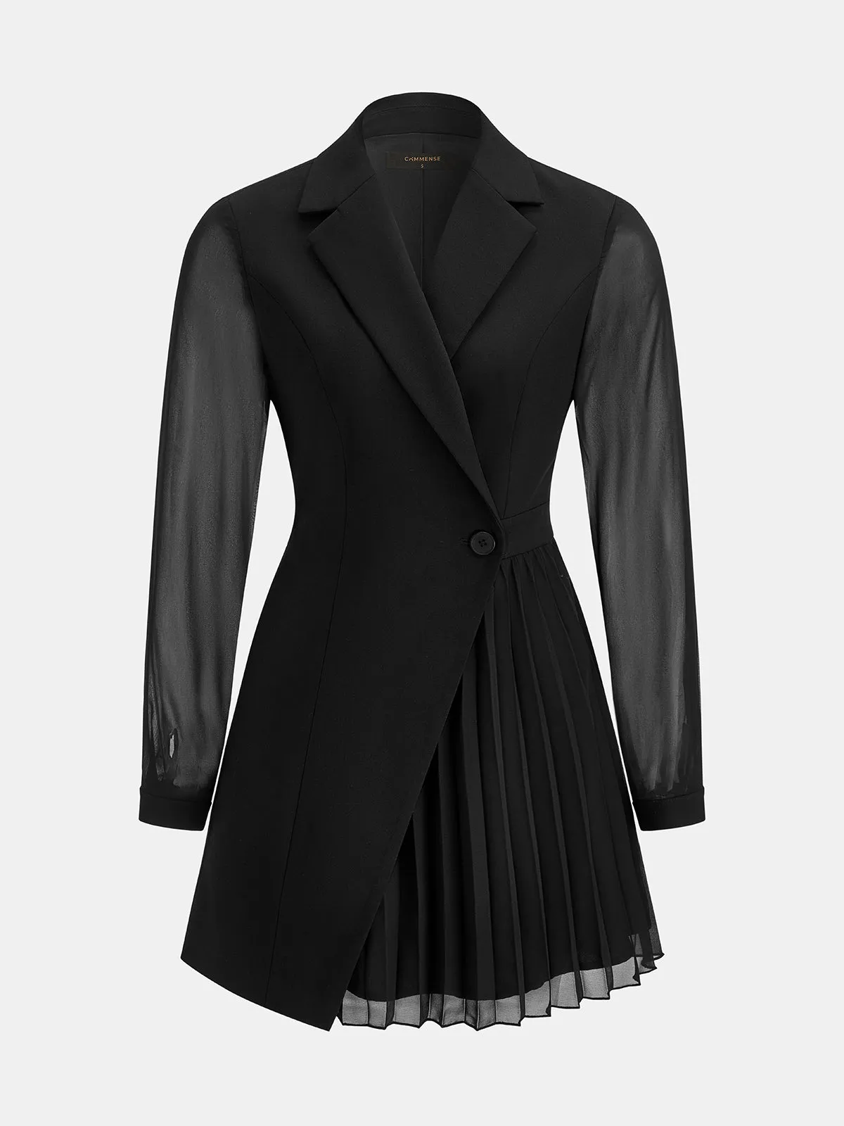 Sheer Sleeve Pleated Blazer Dress sold by COMMENSE product image thumbnail 3