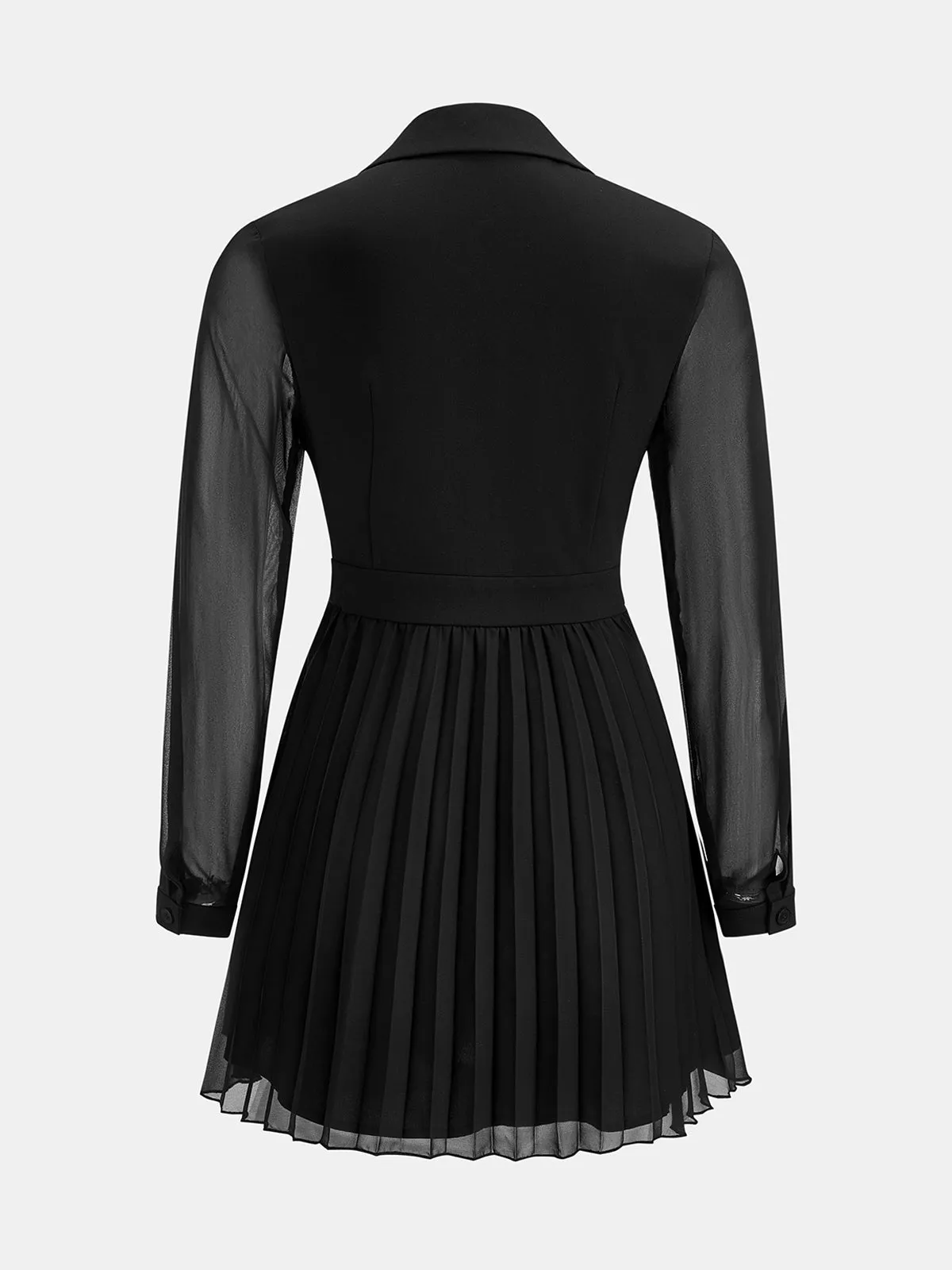 Sheer Sleeve Pleated Blazer Dress sold by COMMENSE product image thumbnail 4