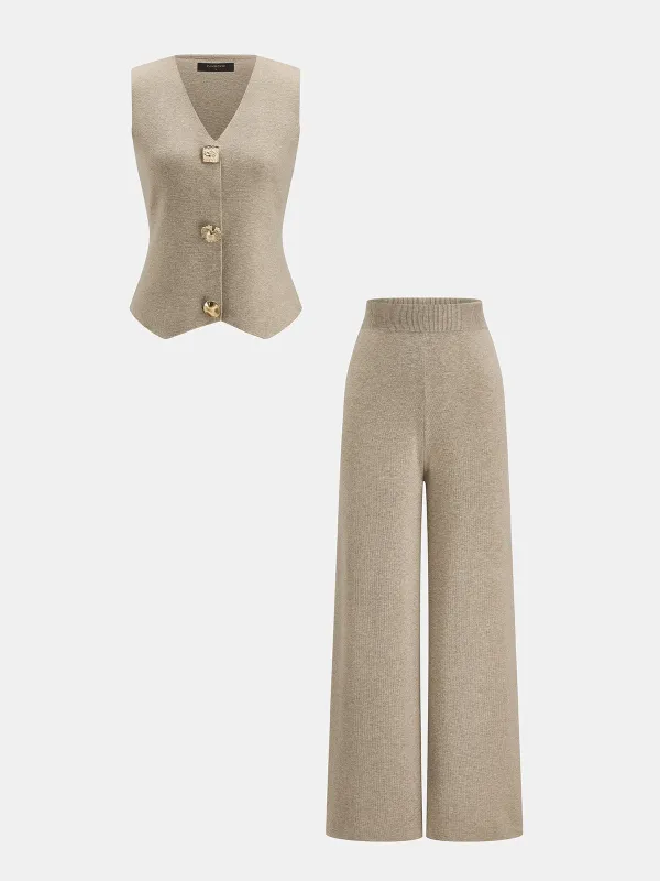 Metal Detail Solid Knit Co‑Ord Set made by COMMENSE