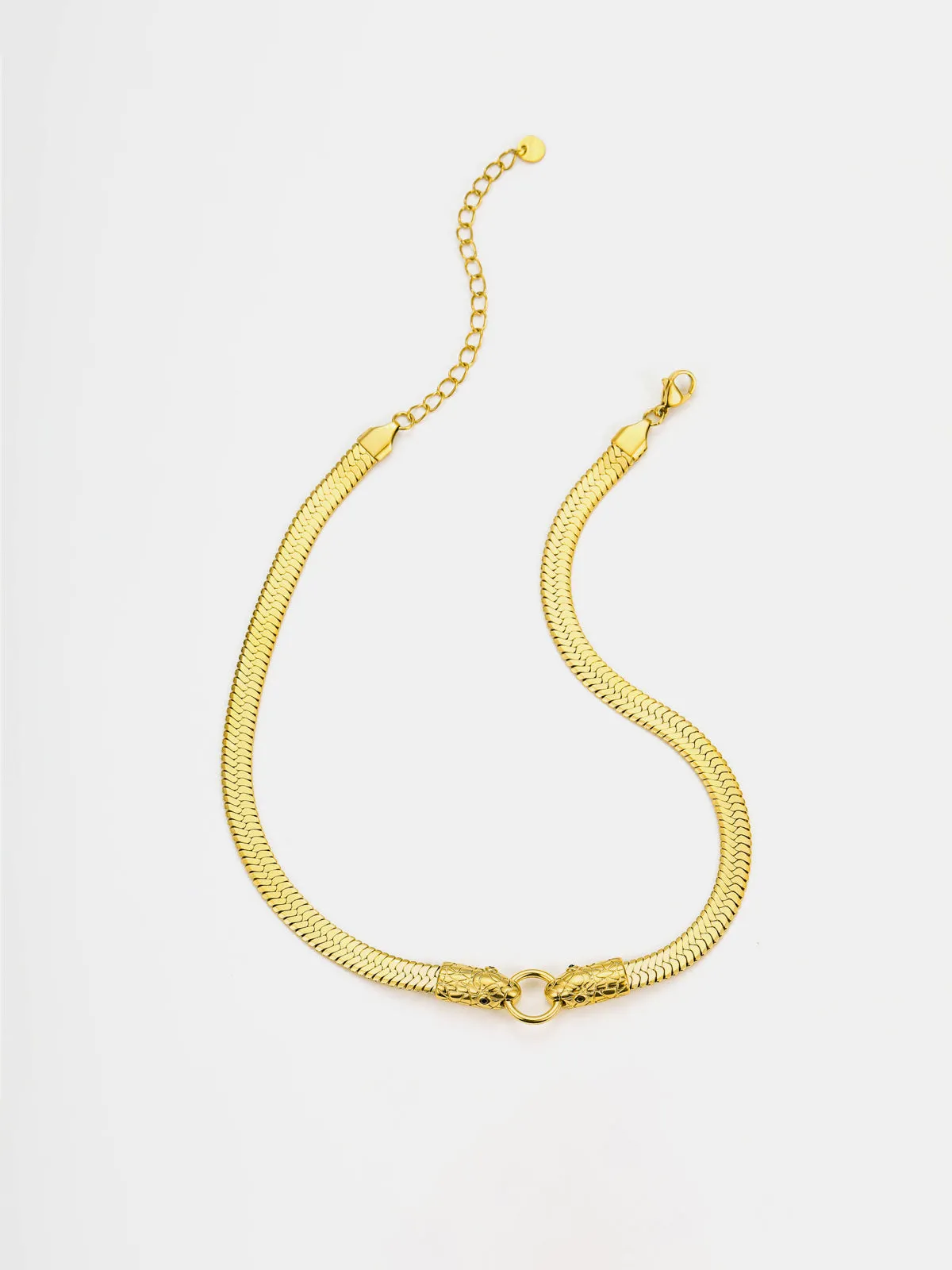 Double Snake Head Herringbone Necklace sold by COMMENSE product image thumbnail 2