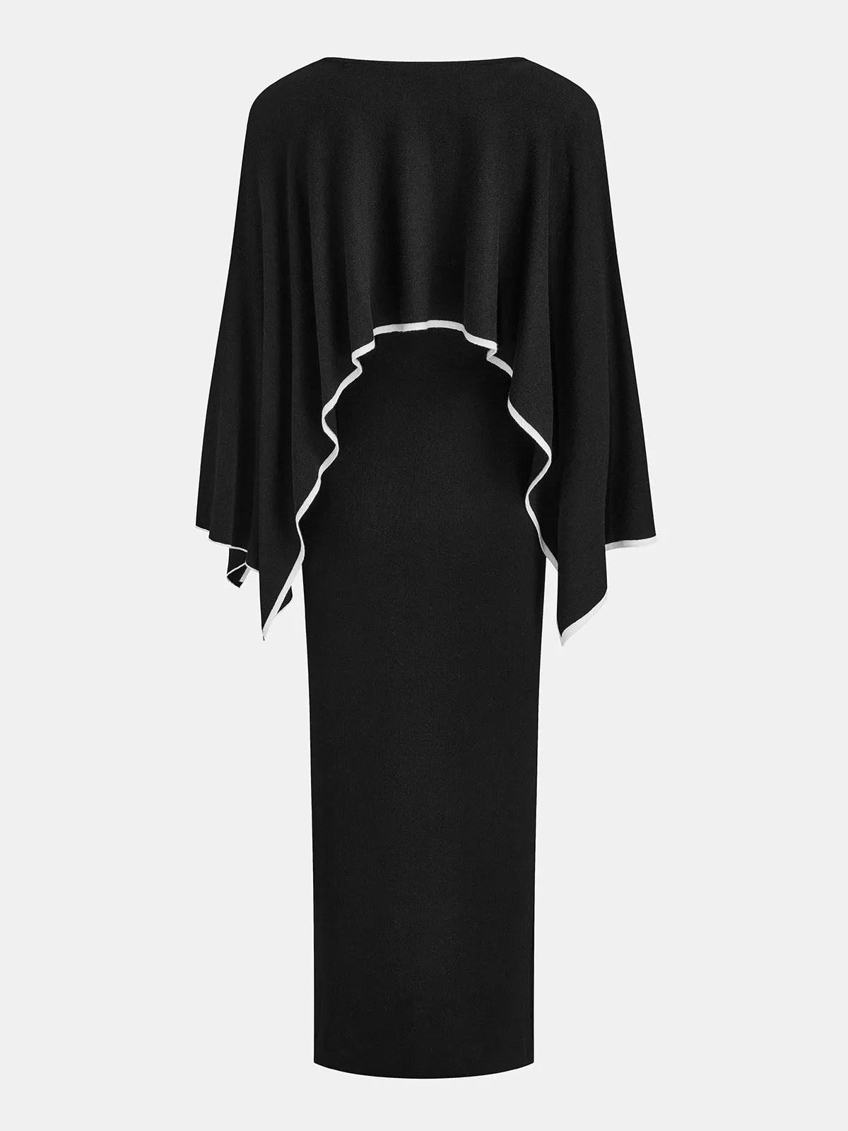 Wool Blend Knit Midi Dress With Cape Shrug sold by COMMENSE product image thumbnail 4