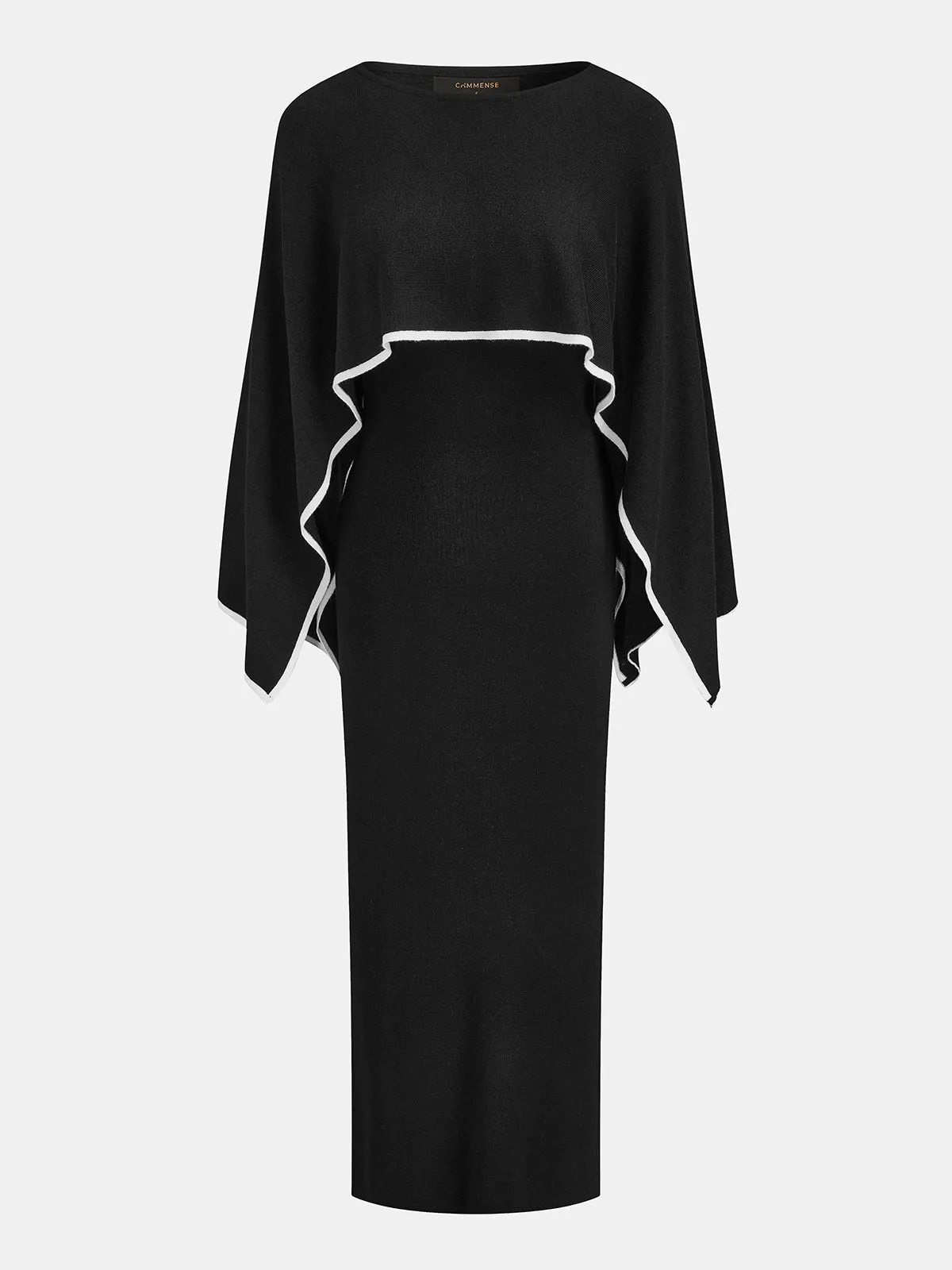Wool Blend Knit Midi Dress With Cape Shrug sold by COMMENSE product image thumbnail 3