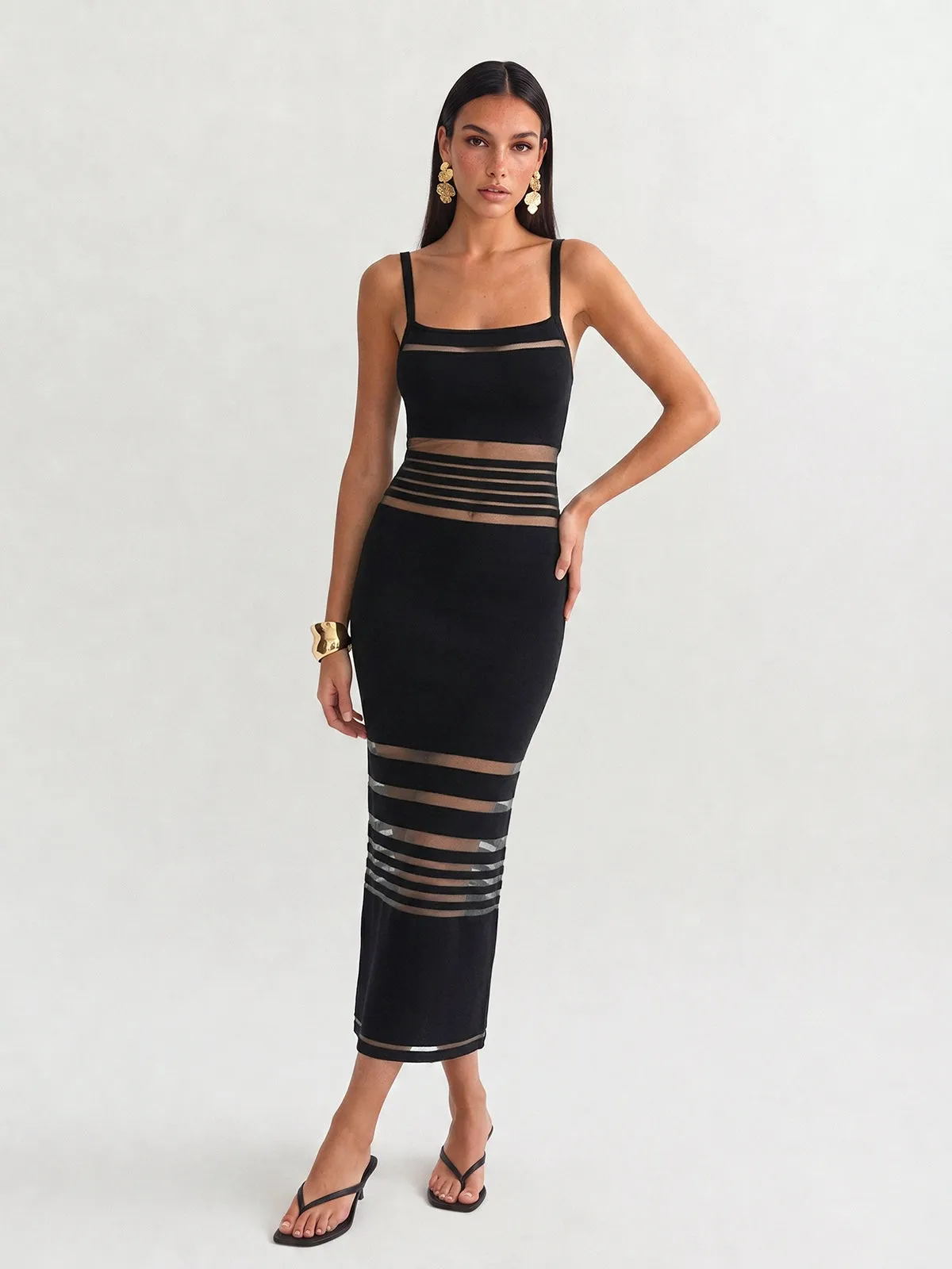 Striped Knit Cami Midi Dress sold by COMMENSE