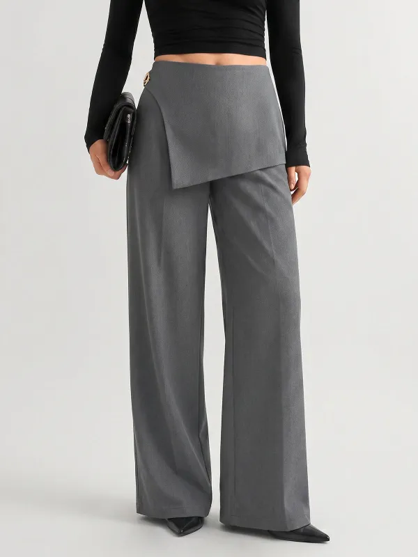 Wrap Overlay Wide Leg Pants made by COMMENSE