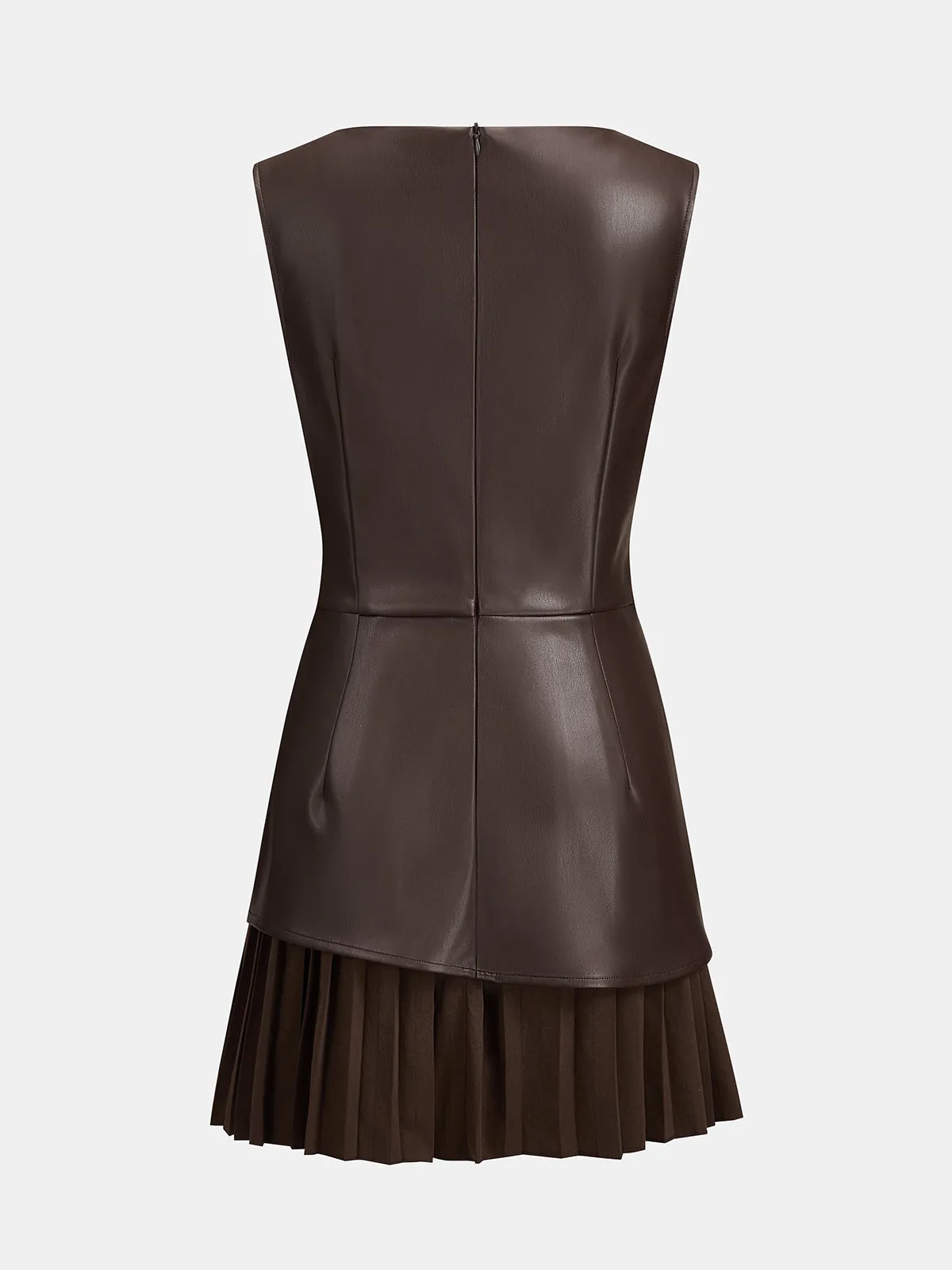 Faux Leather Pleated Mini Dress sold by COMMENSE product image thumbnail 3