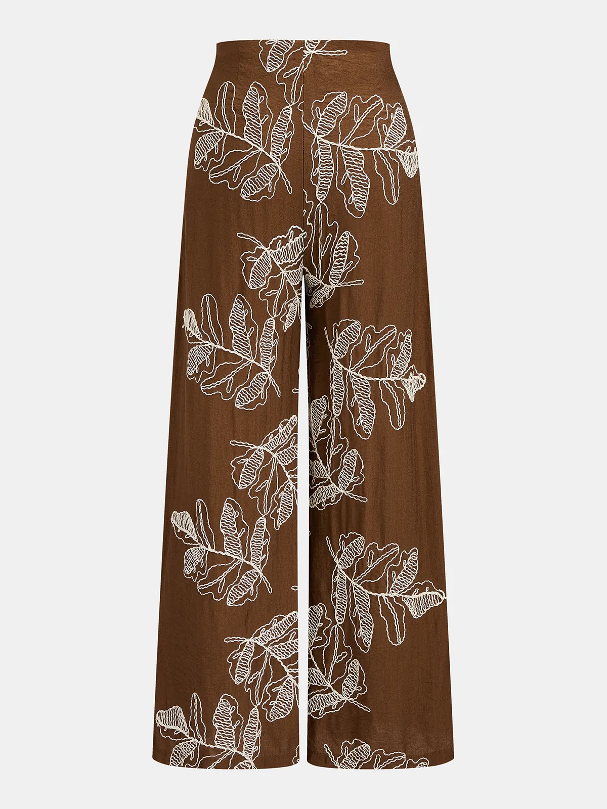 Leaf Embroidered Vest & Wide Leg Pants Set sold by COMMENSE product image thumbnail 5