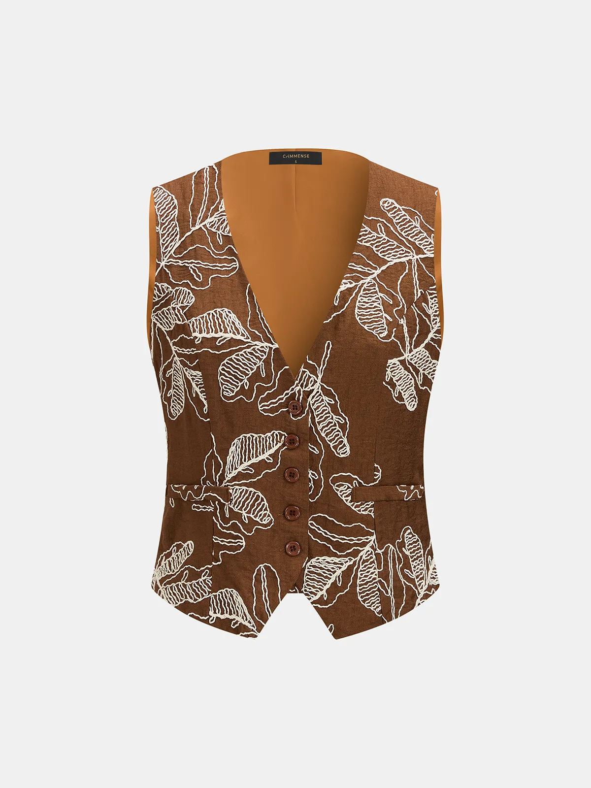 Leaf Embroidered Vest & Wide Leg Pants Set sold by COMMENSE product image thumbnail 2