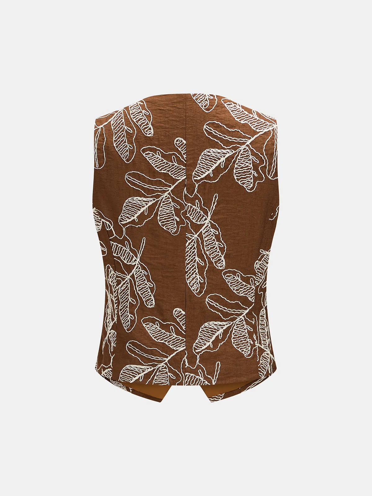 Leaf Embroidered Vest & Wide Leg Pants Set sold by COMMENSE product image thumbnail 3