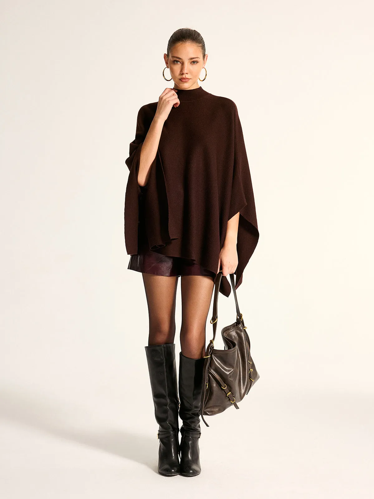High Neck Belted Knit Cape Top sold by COMMENSE product image thumbnail 5