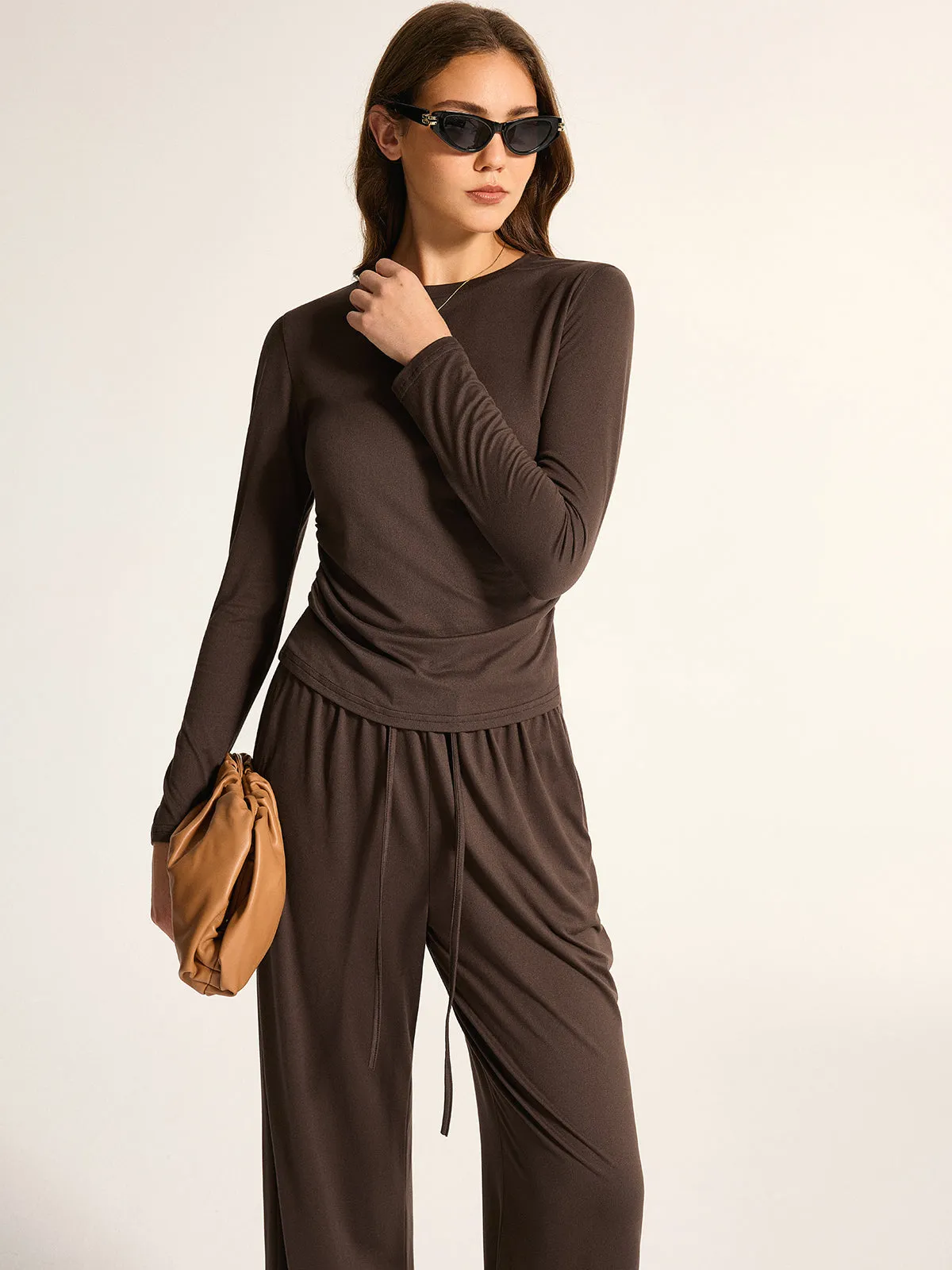 Soft Jersey Long Sleeve Wide Leg Co‑Ord Set sold by COMMENSE product image thumbnail 3