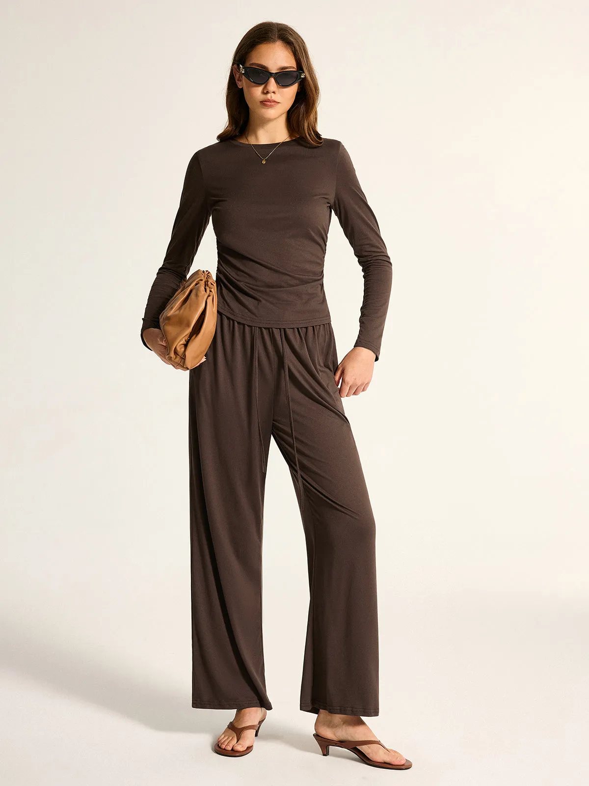 Soft Jersey Long Sleeve Wide Leg Co‑Ord Set sold by COMMENSE product image thumbnail 4