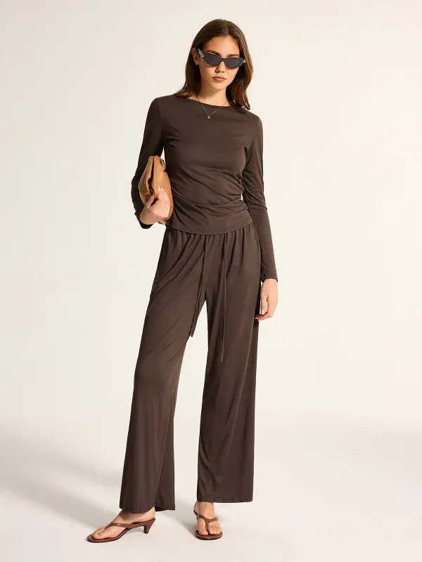 Soft Jersey Long Sleeve Wide Leg Co‑Ord Set made by COMMENSE