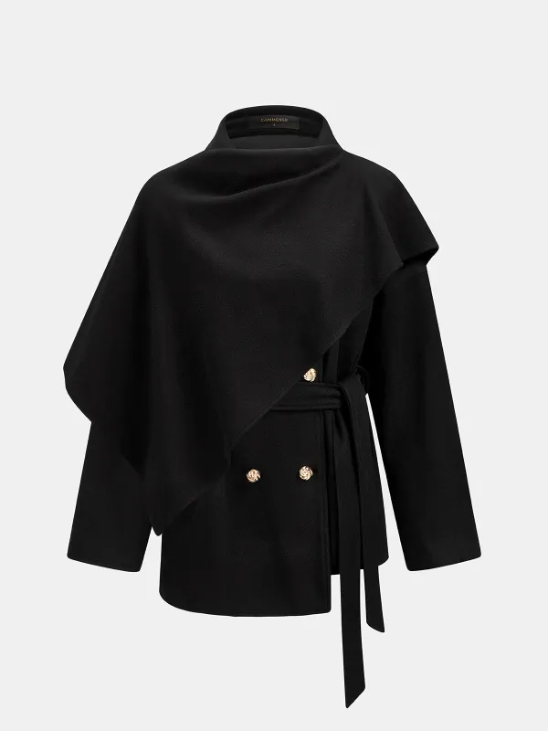 2-Way Belted Double-Breasted Wool-Touch Coat made by COMMENSE