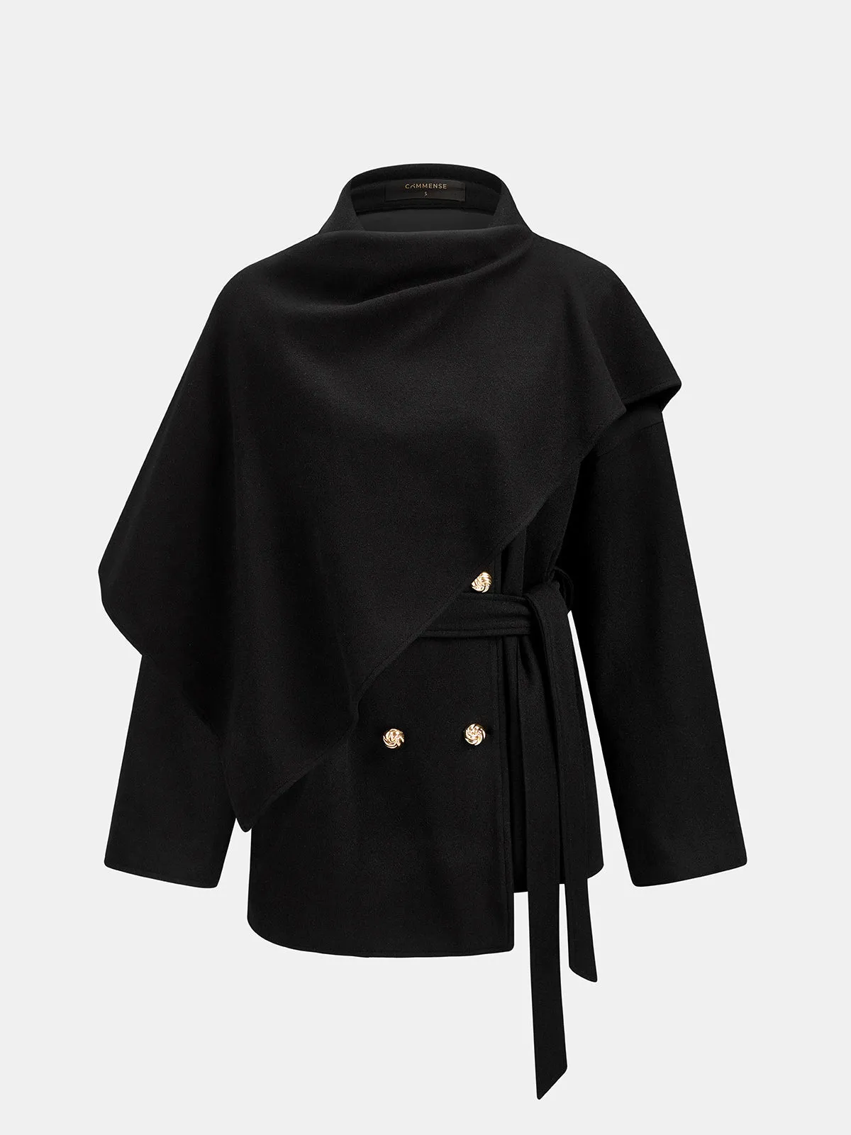 2-Way Belted Double-Breasted Wool-Touch Coat sold by COMMENSE