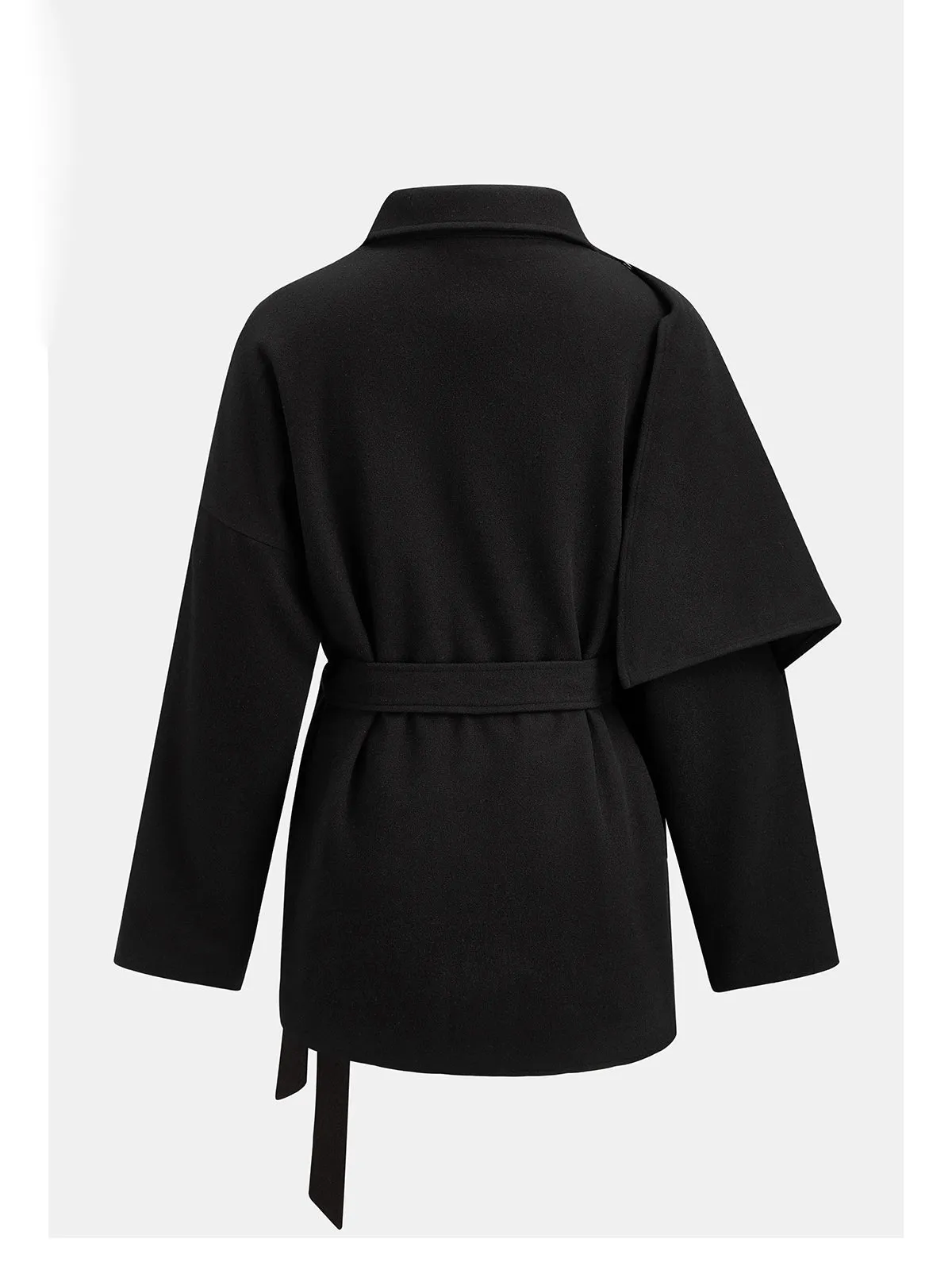 2-Way Belted Double-Breasted Wool-Touch Coat sold by COMMENSE product image thumbnail 3