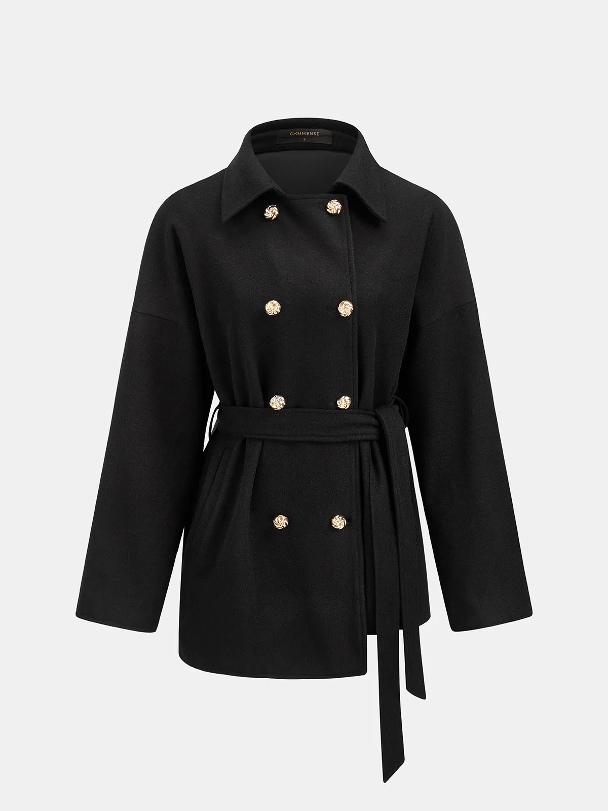 2-Way Belted Double-Breasted Wool-Touch Coat sold by COMMENSE product image thumbnail 4