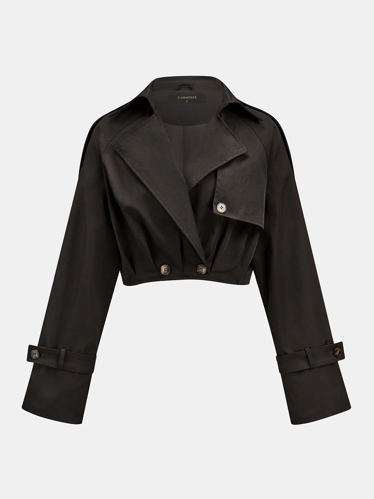 Lapel Double‑Breasted Cropped Trench Coat sold by COMMENSE product image thumbnail 2