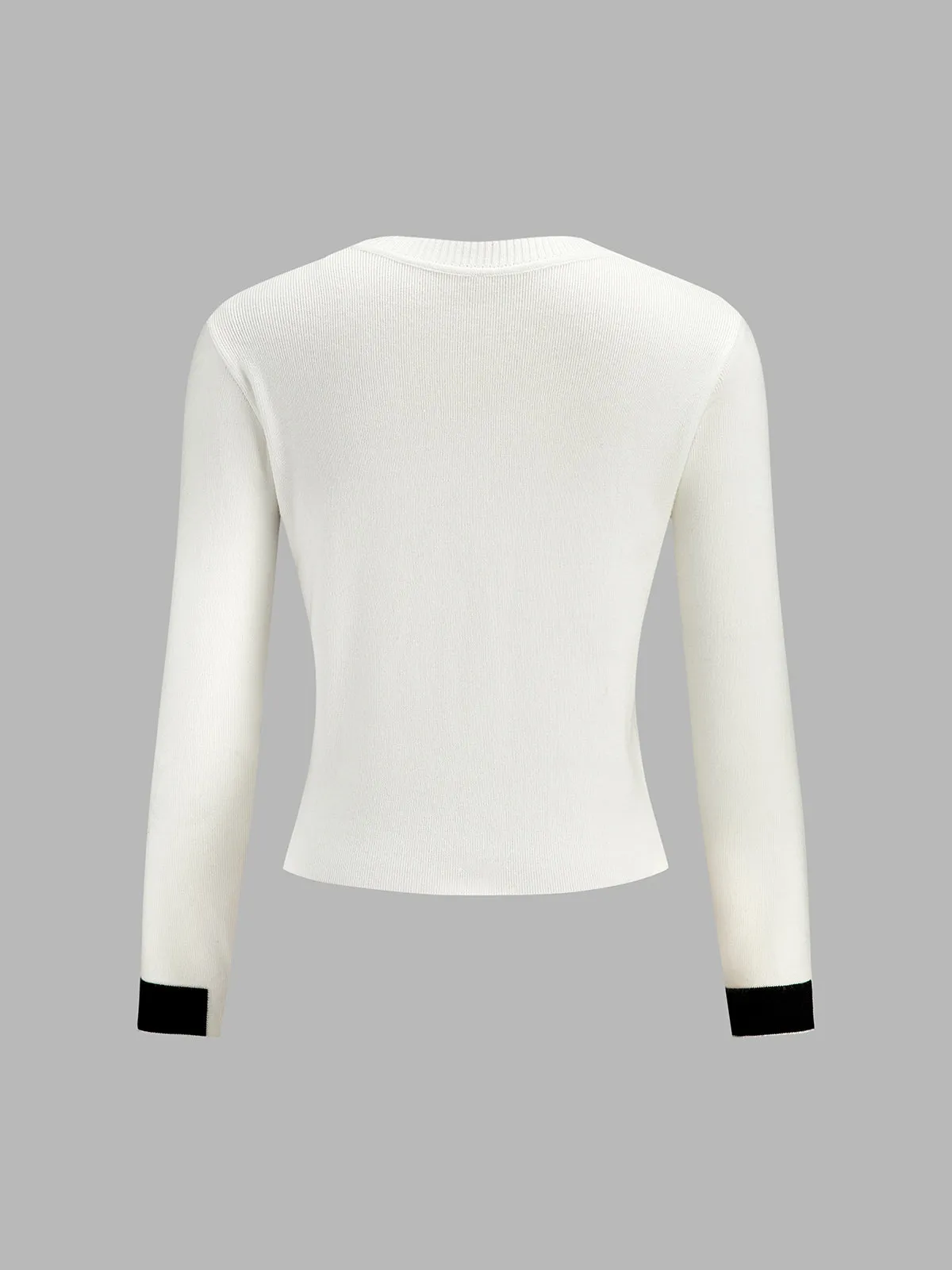 Abstract Color Block Long Sleeve Knit Top sold by COMMENSE product image thumbnail 3