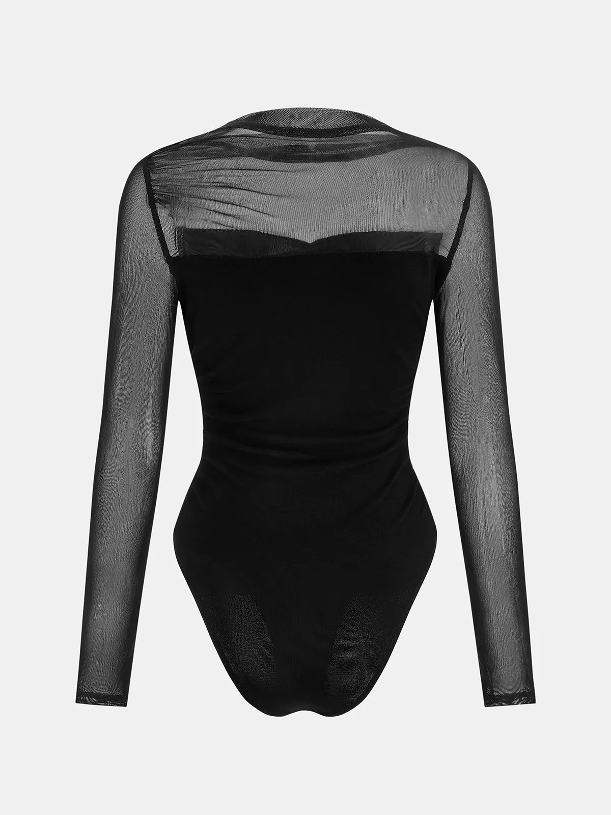 Sheer Mesh Panel Ruched Bodysuit sold by COMMENSE product image thumbnail 3