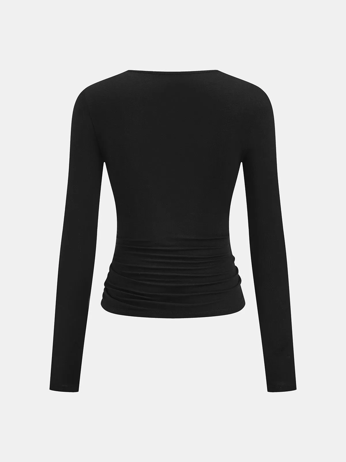 Twist Waist Metal Buckle Long Sleeve Top sold by COMMENSE product image thumbnail 3